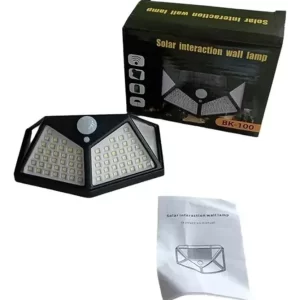 Lámpara Solar 100 Luces Led Exteriores Sensor Movimiento Bk