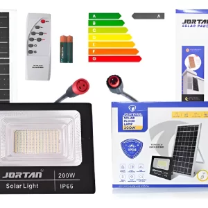 Reflector Led De 200w. Ip66 Con Panel Solar Y Control Remoto