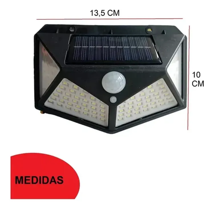 Lámpara Solar 100 Luces Led Exteriores Sensor Movimiento Bk - Image 3
