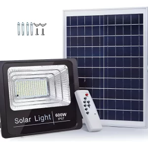 Reflector Solar 600w Lampara Led Luz Blanca Panel Solar 6v