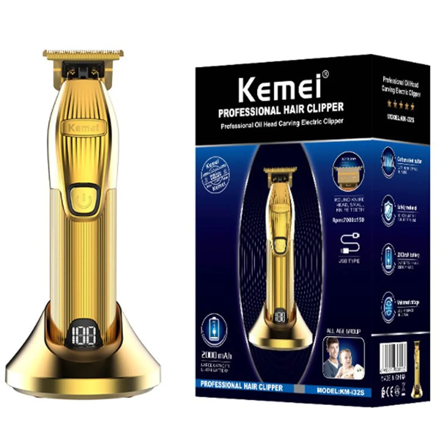 Maquina Patillera Inalámbrica Kemei I32S